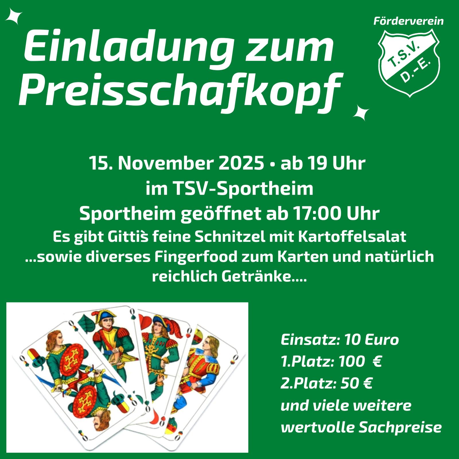 Preisschafkopf im TSV-Sportheim Preisschafkopf im TSV-Sportheim